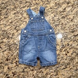Gap Baby Denim Shortalls Medium Wash Blue‎ Overalls 3-6 Months Gap For Good